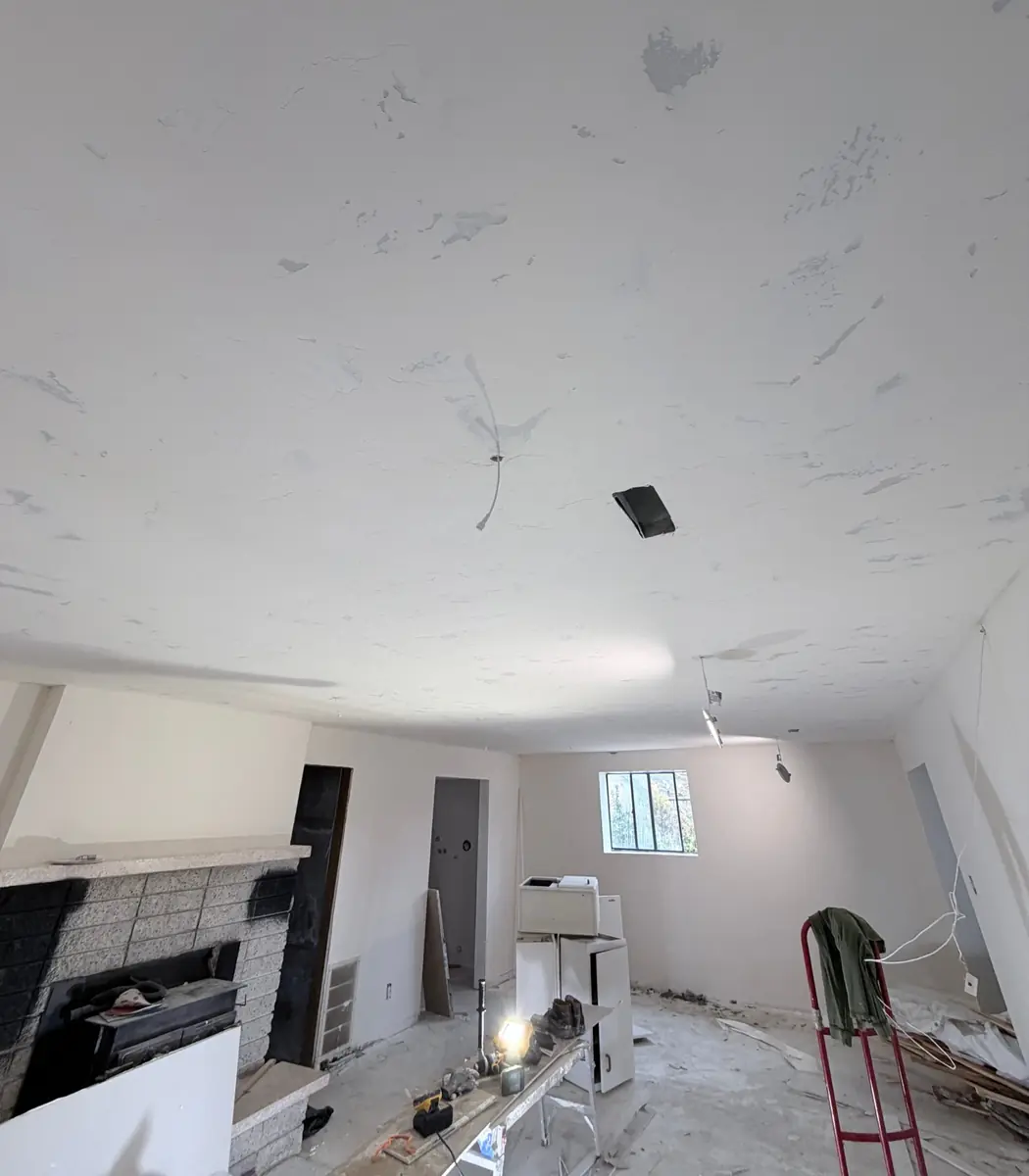 The same basement ceiling with texture applied